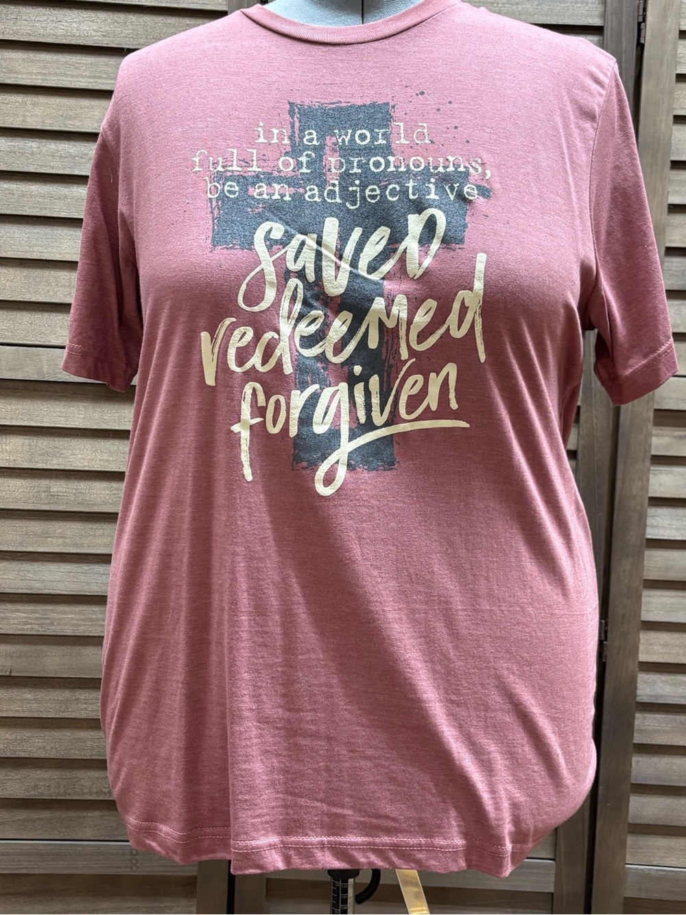Saved Redeemed Forgiven Graphic Tee - Pink
